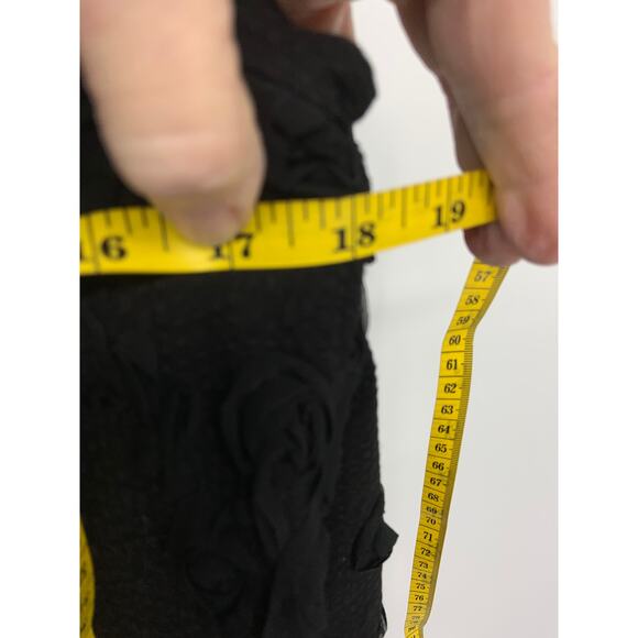 Womens Insight Black Ruffled Cotton Blazer Floral Embroidered 2 Buttons Size 6 - Picture 6 of 7